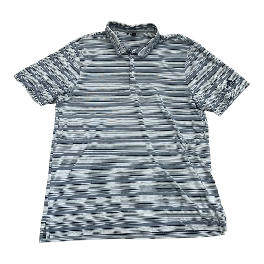 Adidas Primegreen Men's Blue Striped Polo Shirt - Mens XL